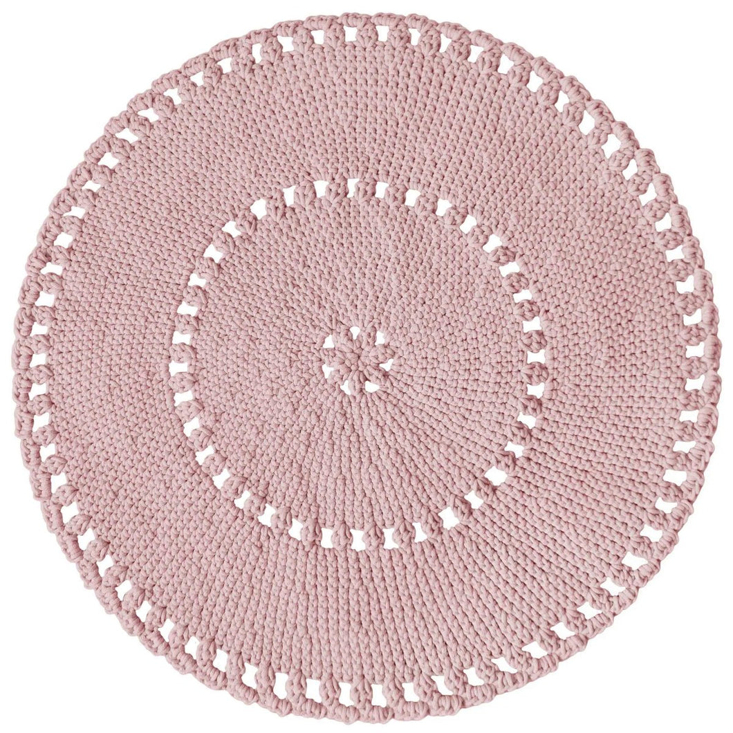 Crochet BOHO rug | POWDER PINK - Zuri House