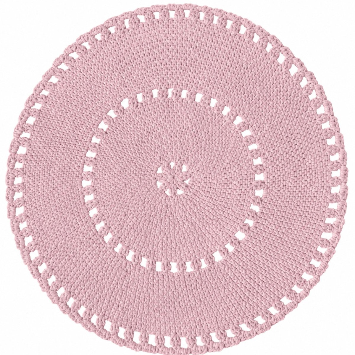 Crochet BOHO rug | POWDER PINK - Zuri House