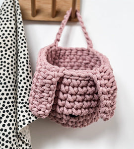 Crochet bunny basket | POWDER PINK - Zuri House