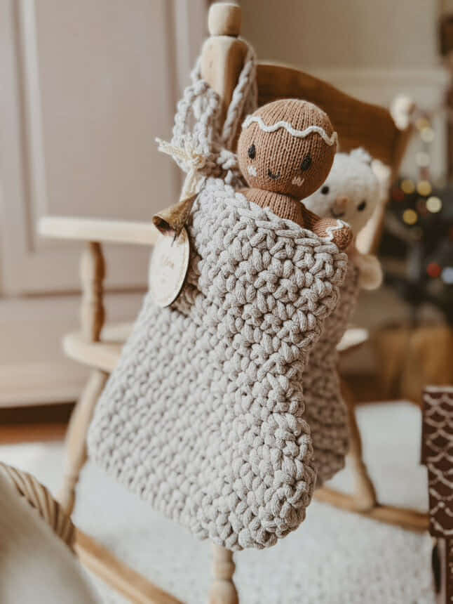 Crochet Christmas Stocking | OATMEAL - Zuri House