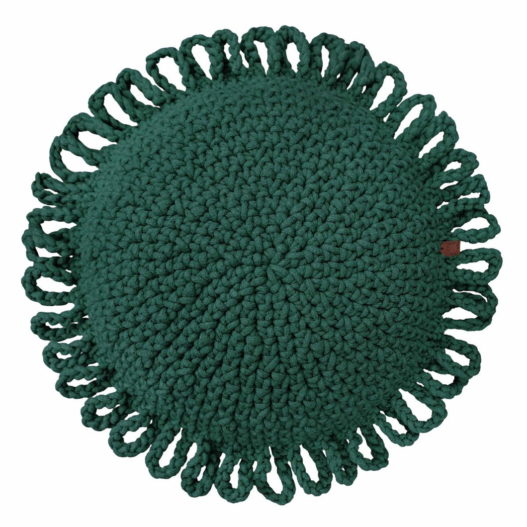 Crochet cushion FUN | BOTTLE GREEN - Zuri House