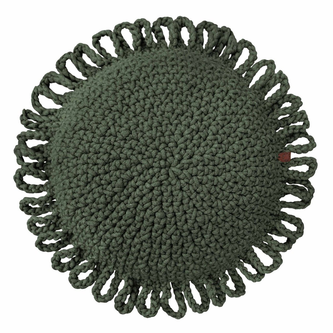 Crochet cushion FUN | OLIVE GREEN - Zuri House