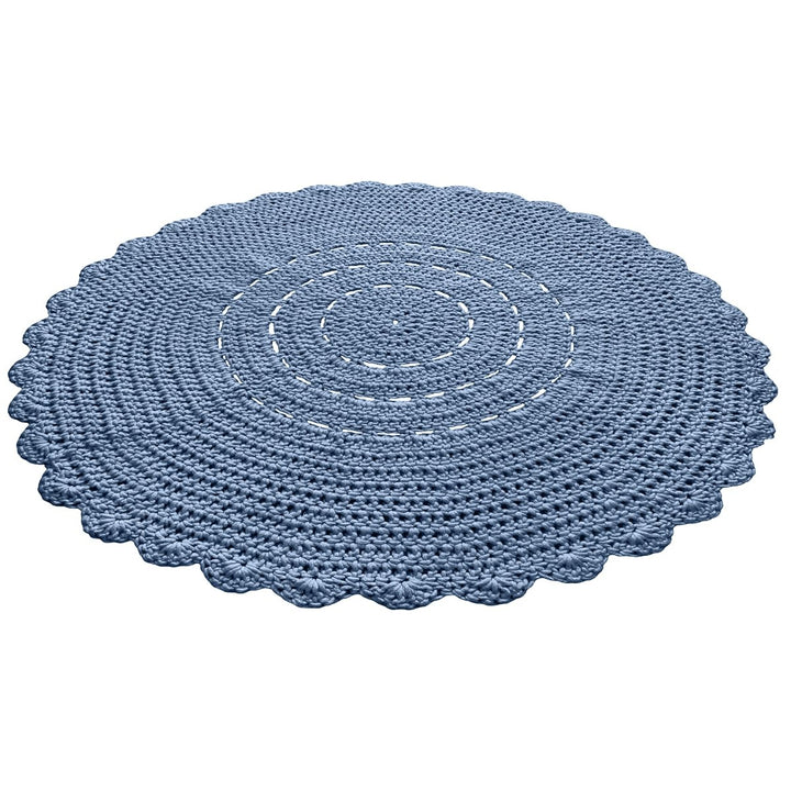 Crochet doily rug | LIGHT DENIM - Zuri House