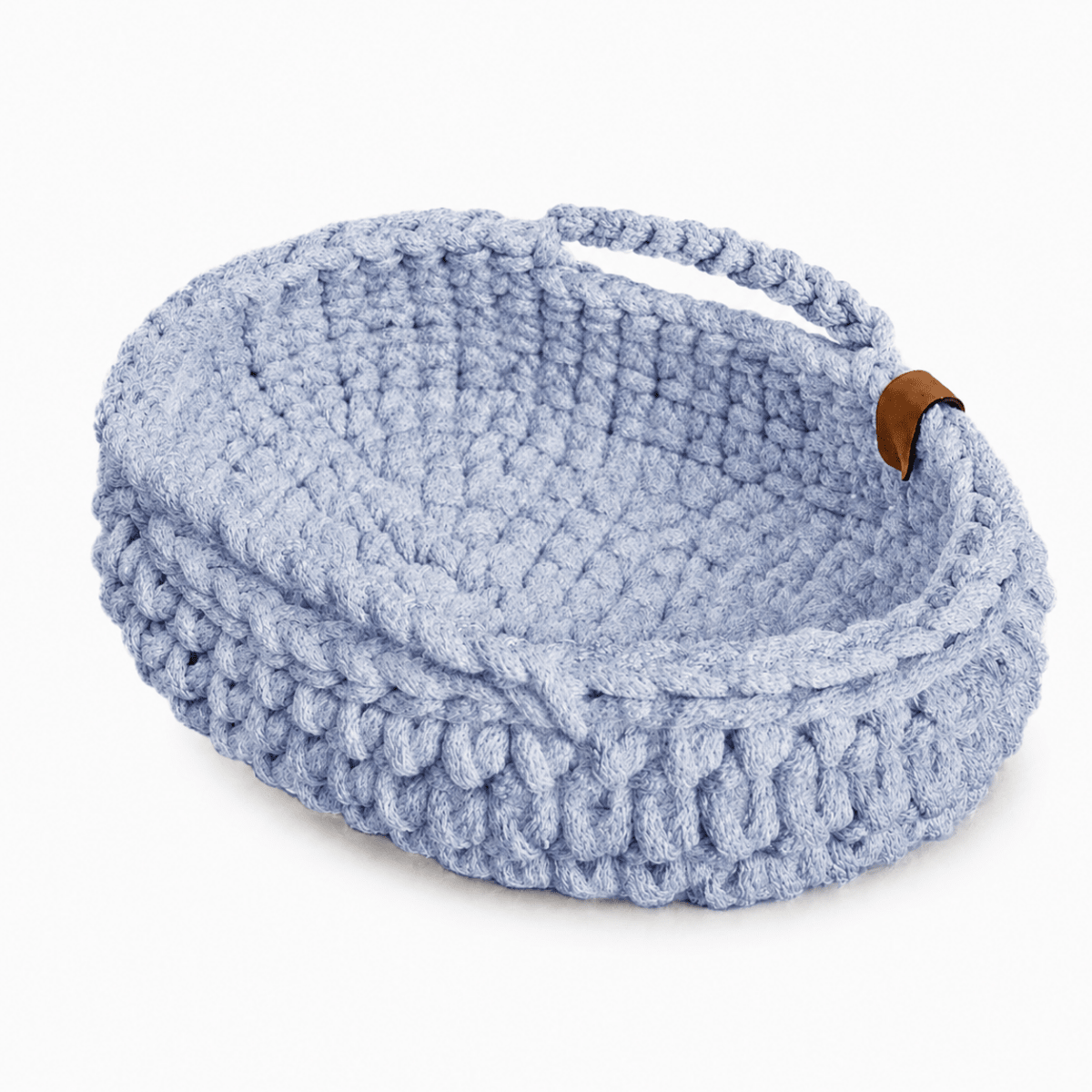 Crochet Doll Basket with Handles | BABY BLUE - Zuri House