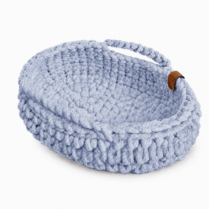 Crochet Doll Basket with Handles | BABY BLUE - Zuri House