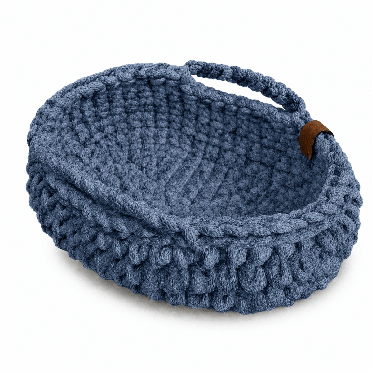 Crochet Doll Basket with Handles | DENIM BLUE - Zuri House
