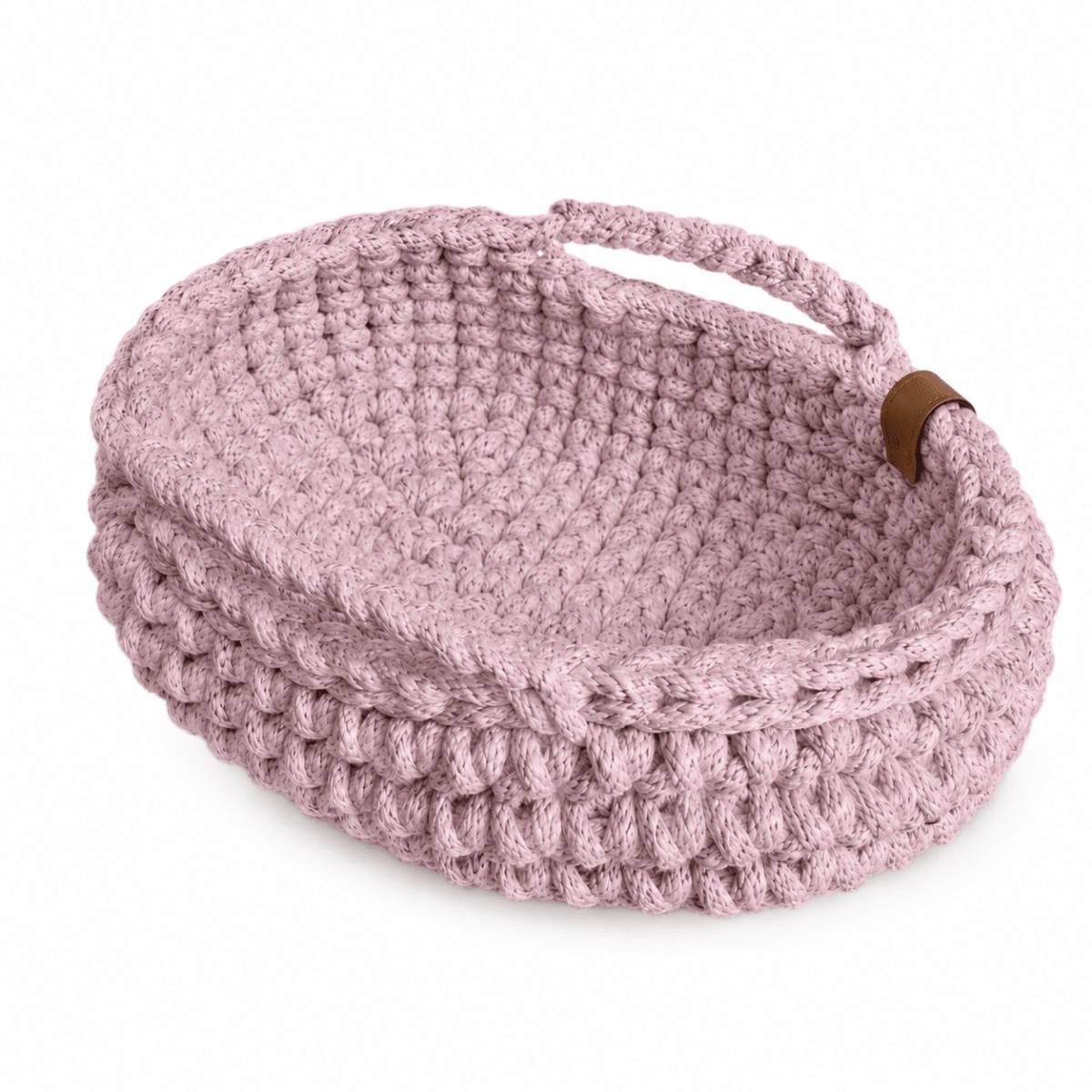 Crochet Doll Basket with Handles | DUSTY ROSE - Zuri House