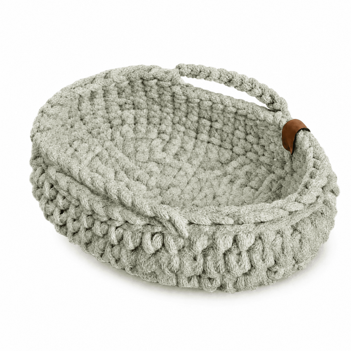 Crochet Doll Basket with Handles | LIGHT OLIVE - Zuri House