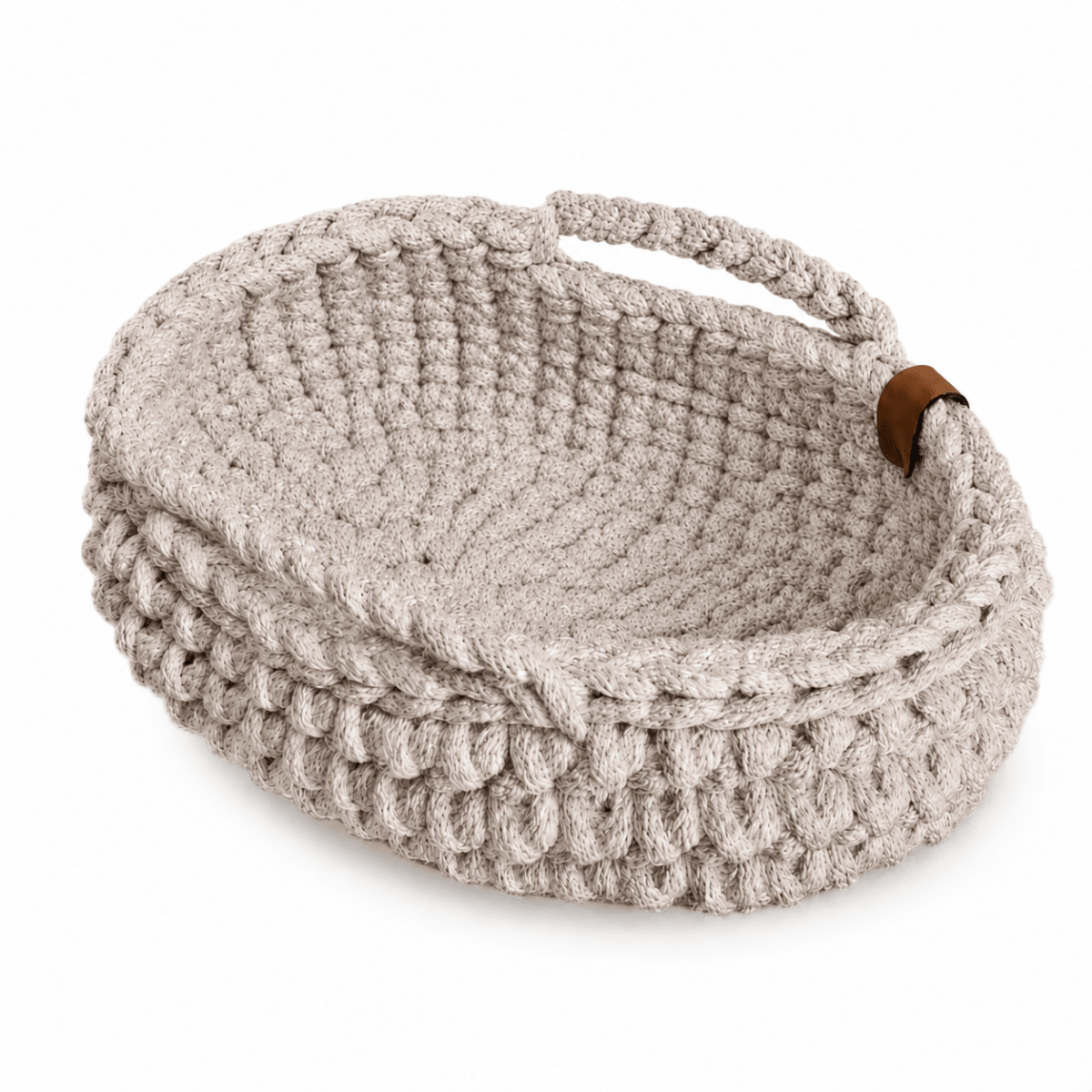 Crochet Doll Basket with Handles | OATMEAL - Zuri House