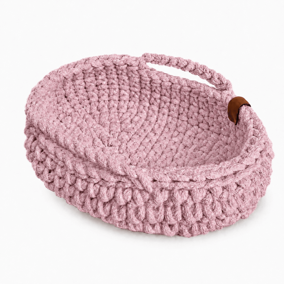 Crochet Doll Basket with Handles | POWDER PINK - Zuri House
