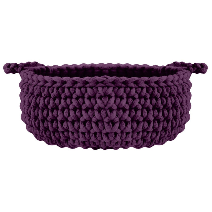 Crochet flat basket, Small | AUBERGINE - Zuri House
