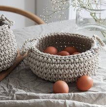 Crochet flat basket, Small | BEIGE - Zuri House