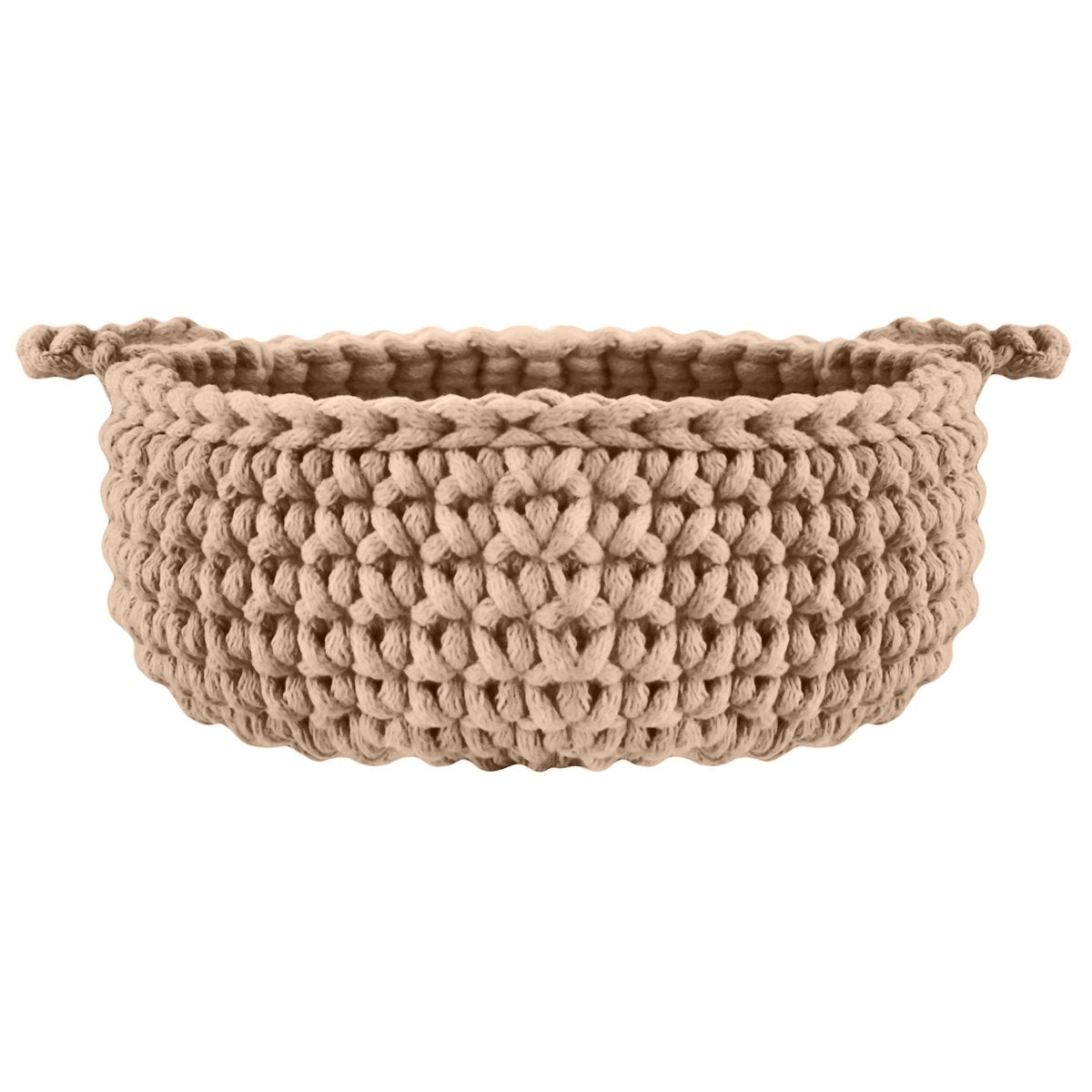 Crochet flat basket, Small | CARAMEL - Zuri House