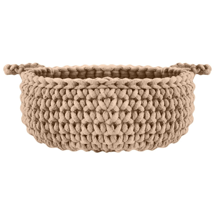 Crochet flat basket, Small | CARAMEL - Zuri House