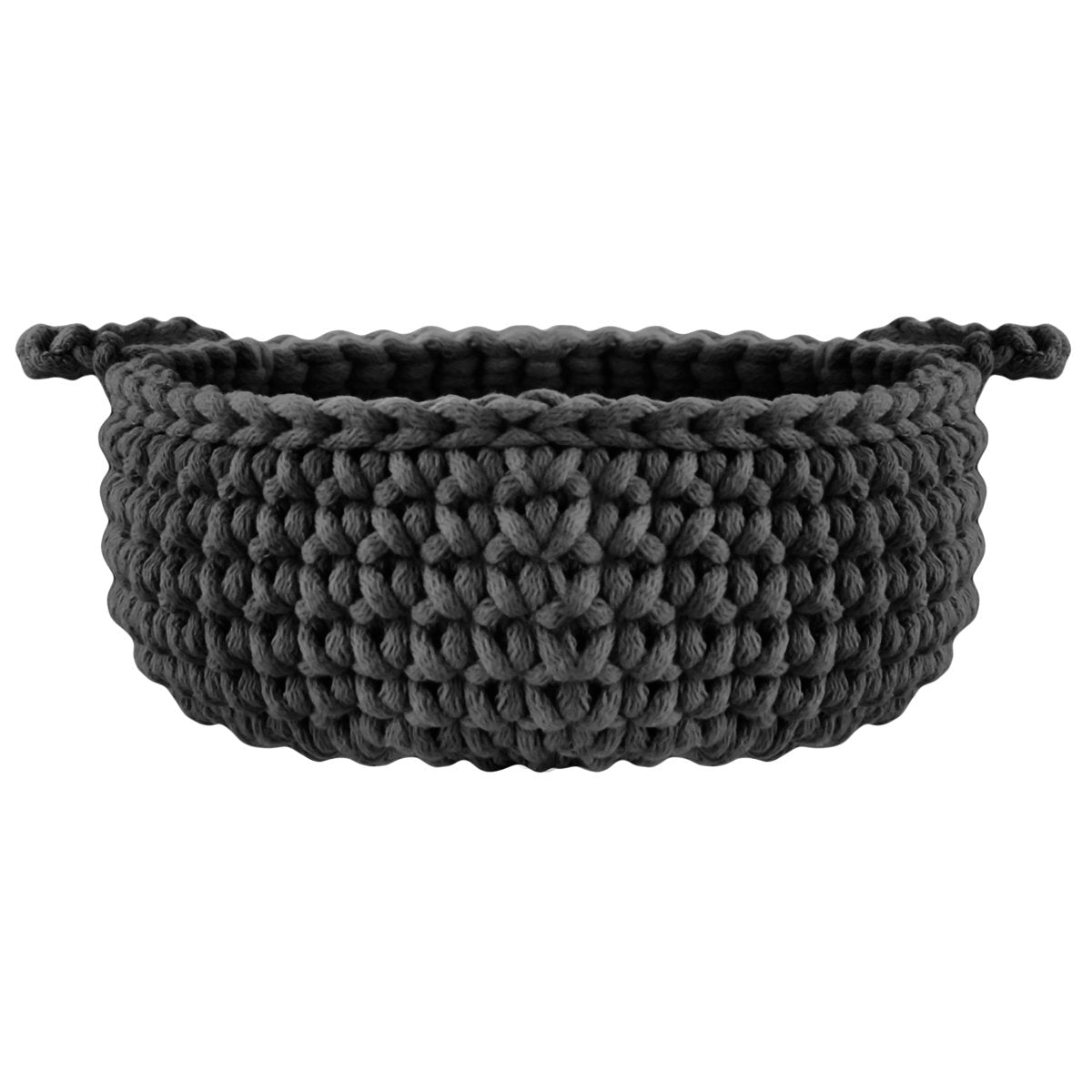 Crochet flat basket, Small | CHARCOAL - Zuri House
