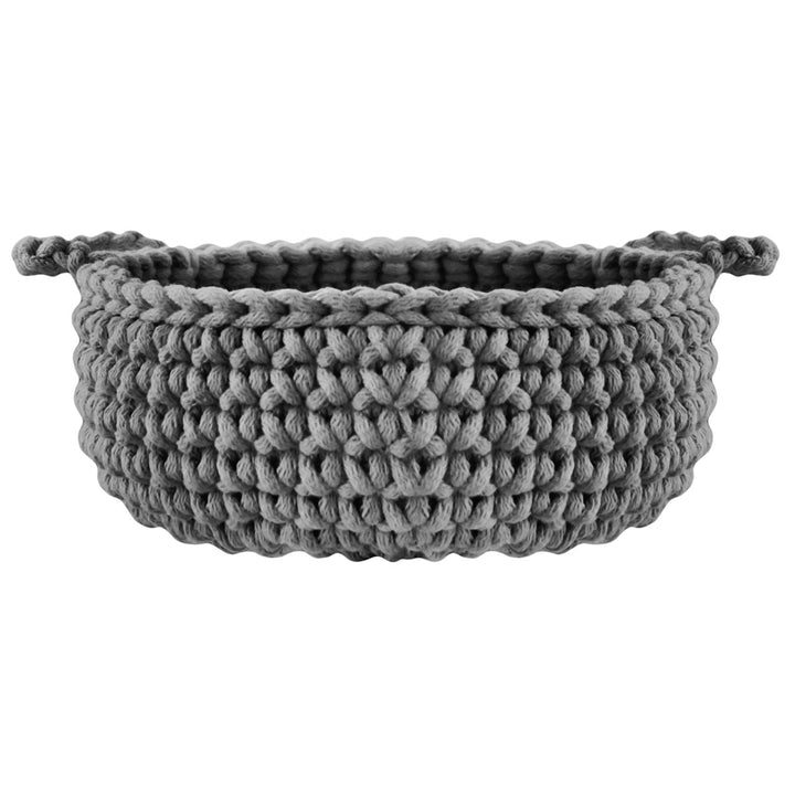 Crochet flat basket, Small | DARK GREY - Zuri House