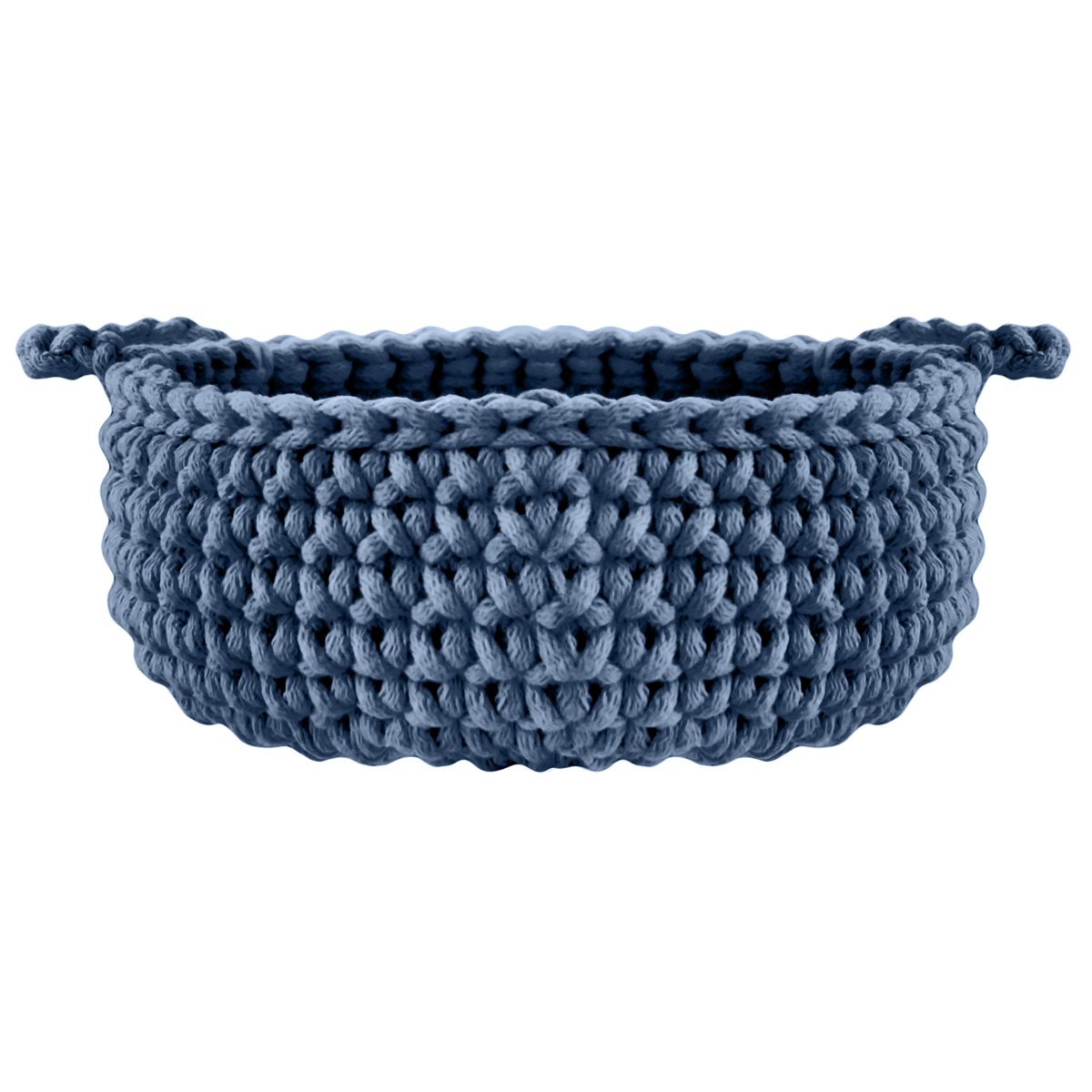 Crochet flat basket, Small | DENIM BLUE - Zuri House