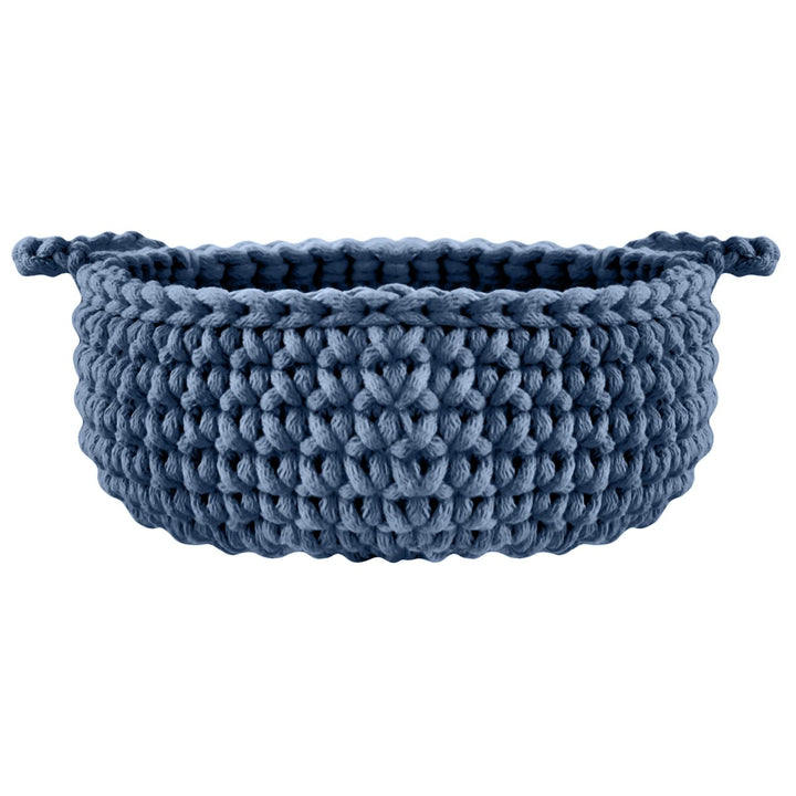 Crochet flat basket, Small | DENIM BLUE - Zuri House