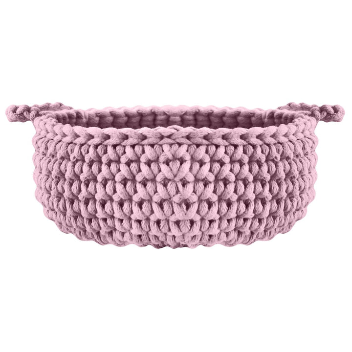 Crochet flat basket, Small | DUSTY ROSE - Zuri House