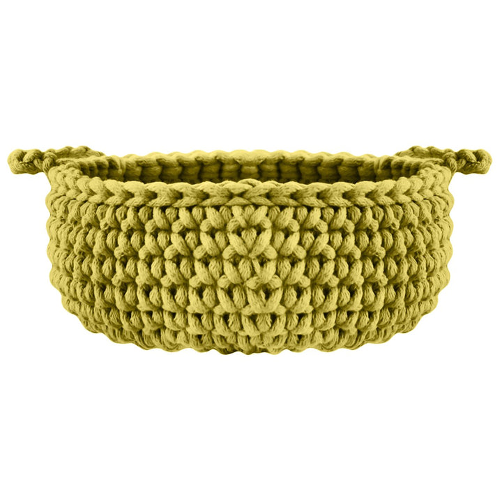 Crochet flat basket, Small | GOLDEN KIWI - Zuri House