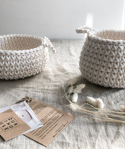 Crochet flat basket, Small | IVORY - Zuri House