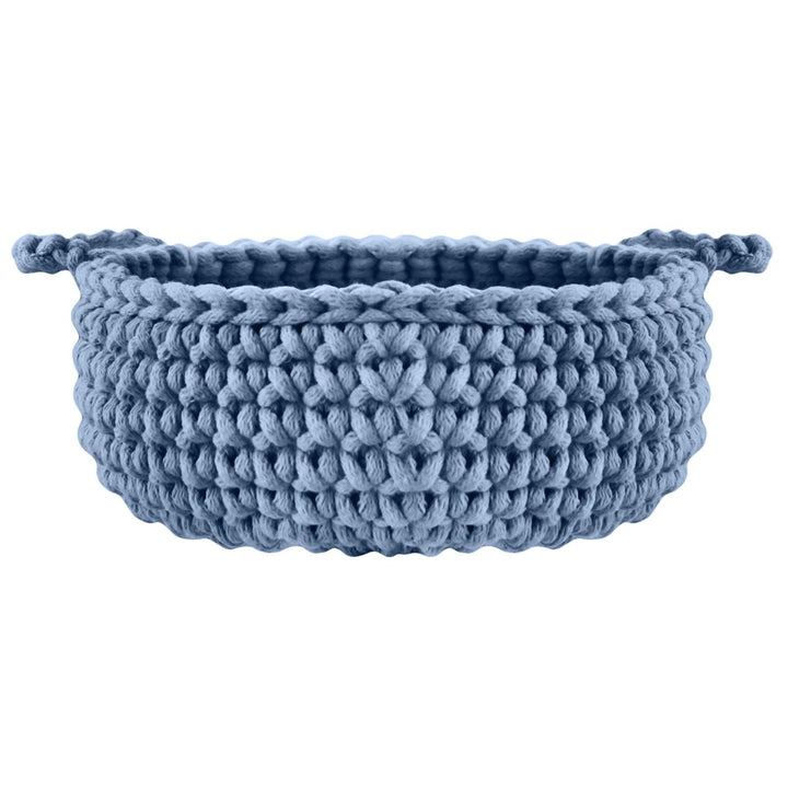Crochet flat basket, Small | LIGHT DENIM - Zuri House
