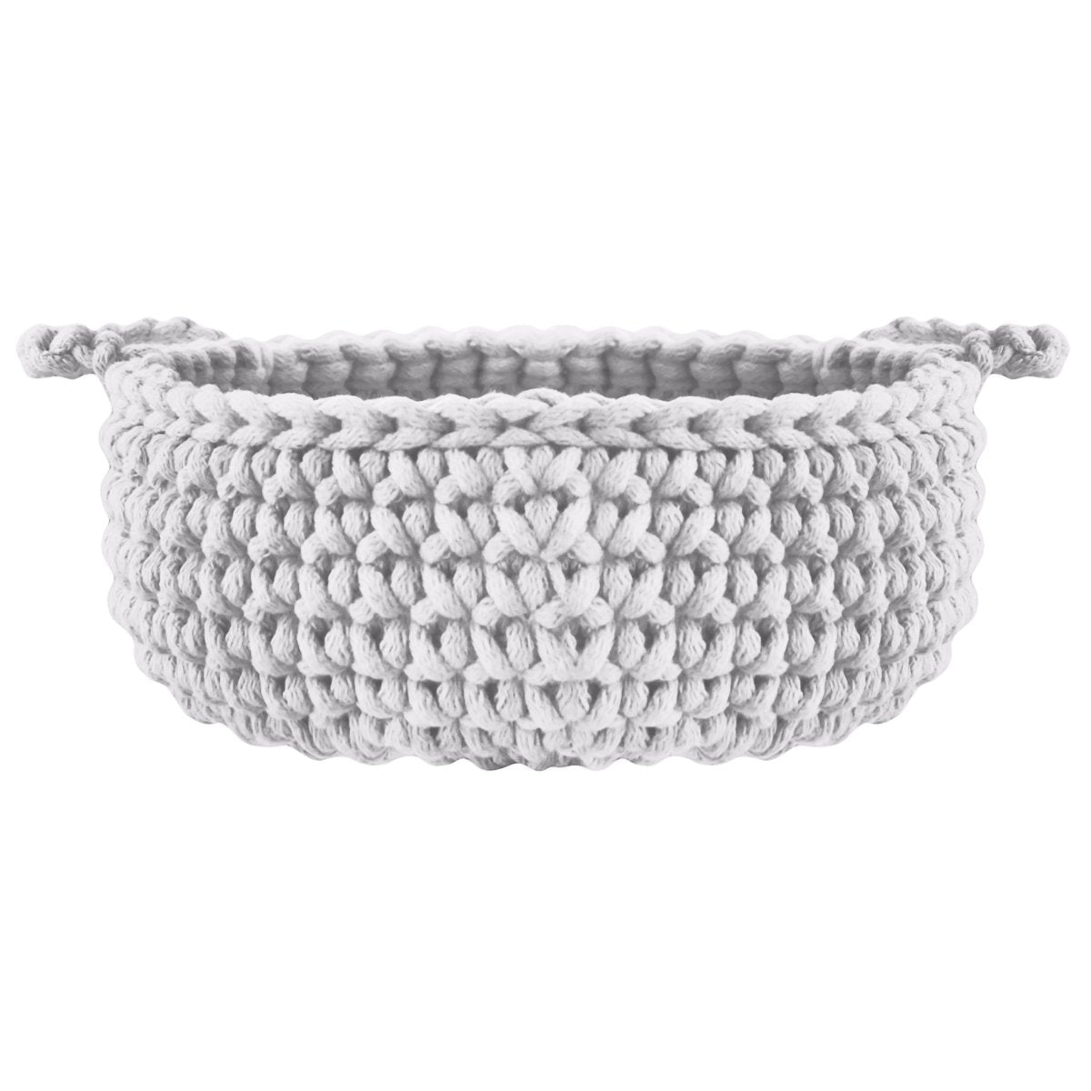 Crochet flat basket, Small | LIGHT GREY - Zuri House