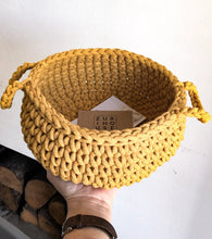Crochet flat basket, Small | MUSTARD - Zuri House