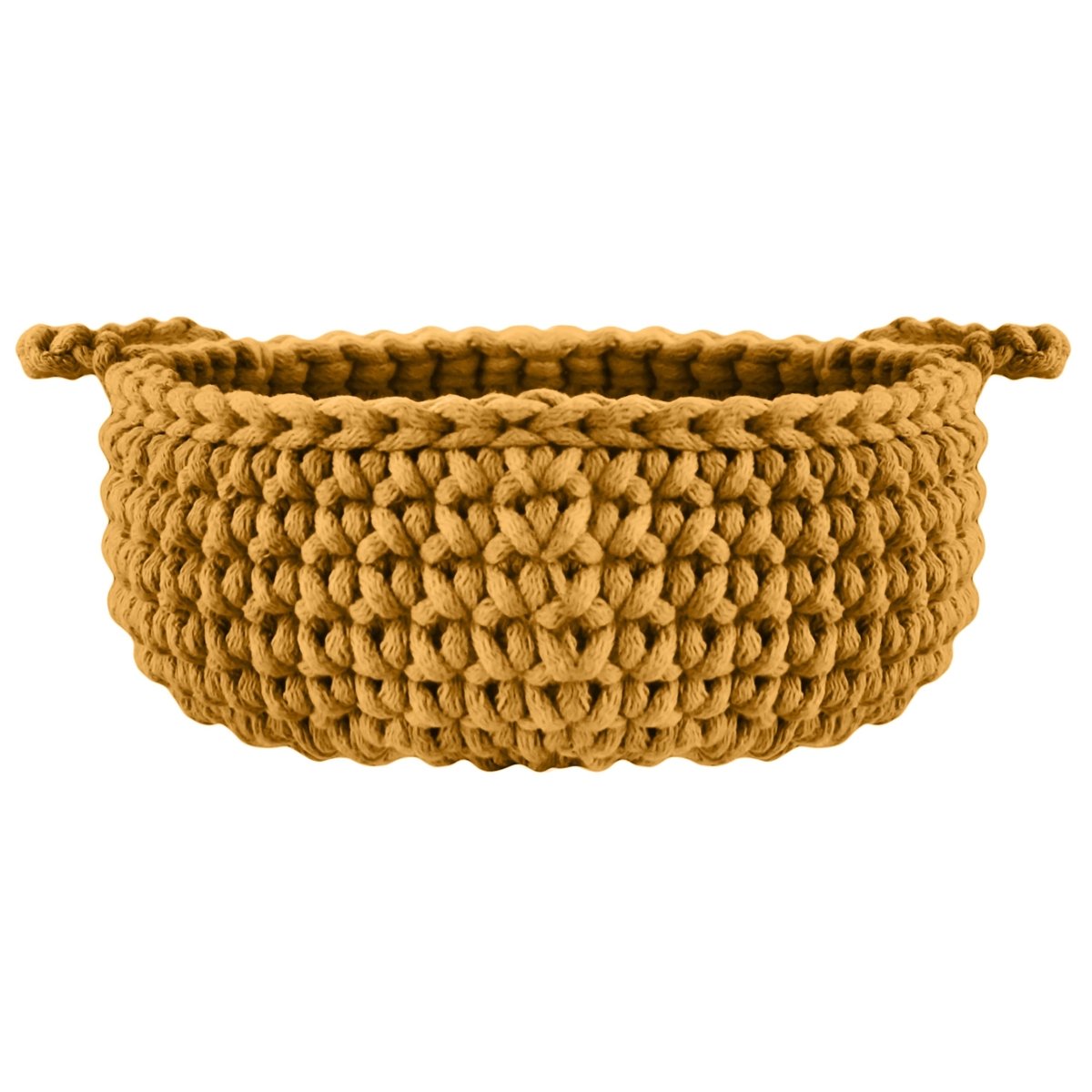 Crochet flat basket, Small | MUSTARD - Zuri House