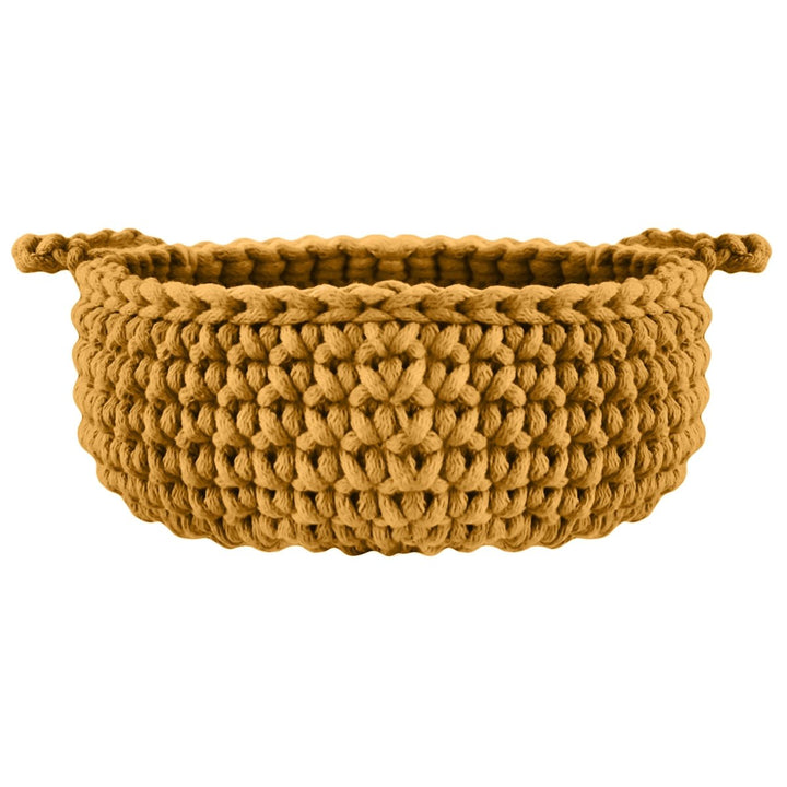 Crochet flat basket, Small | MUSTARD - Zuri House