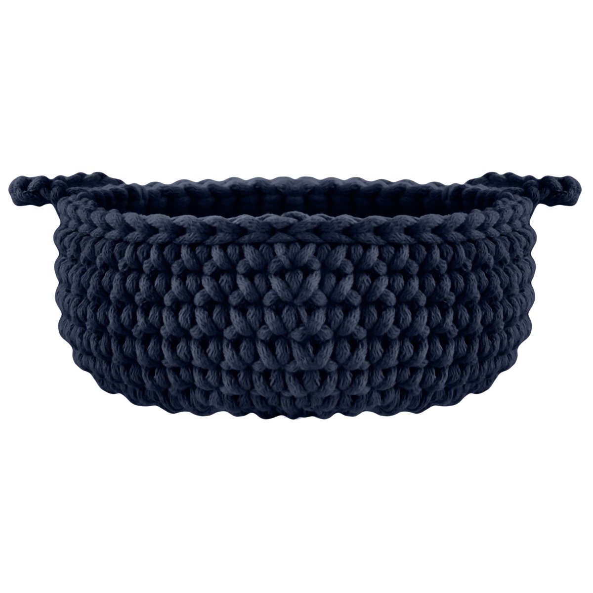 Crochet flat basket, Small | NAVY BLUE - Zuri House