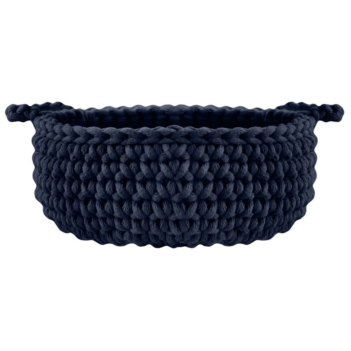 Crochet flat basket, Small | NAVY BLUE - Zuri House