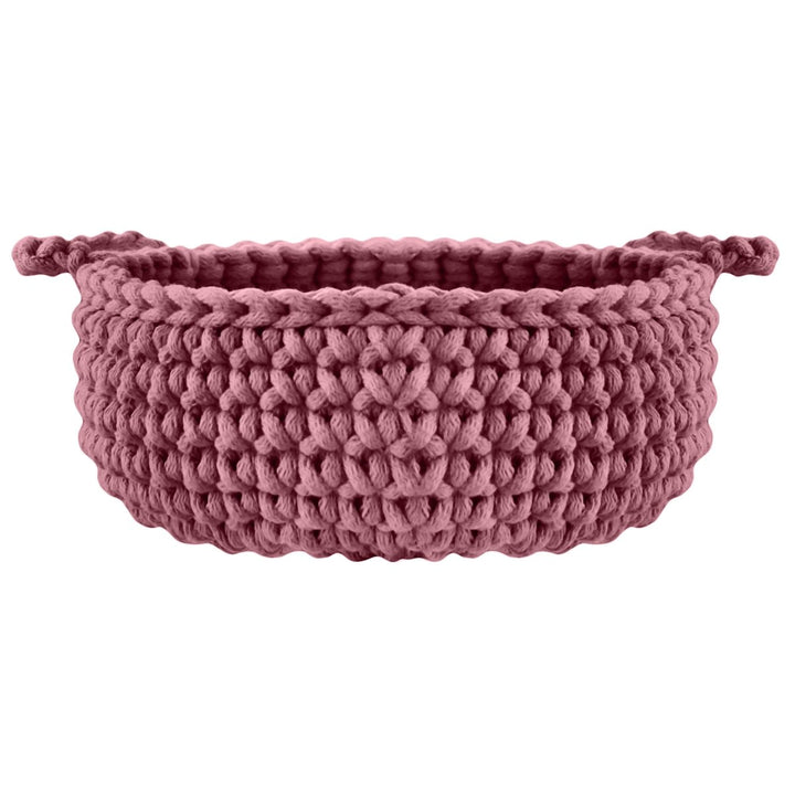 Crochet flat basket, Small | OLD ROSE - Zuri House