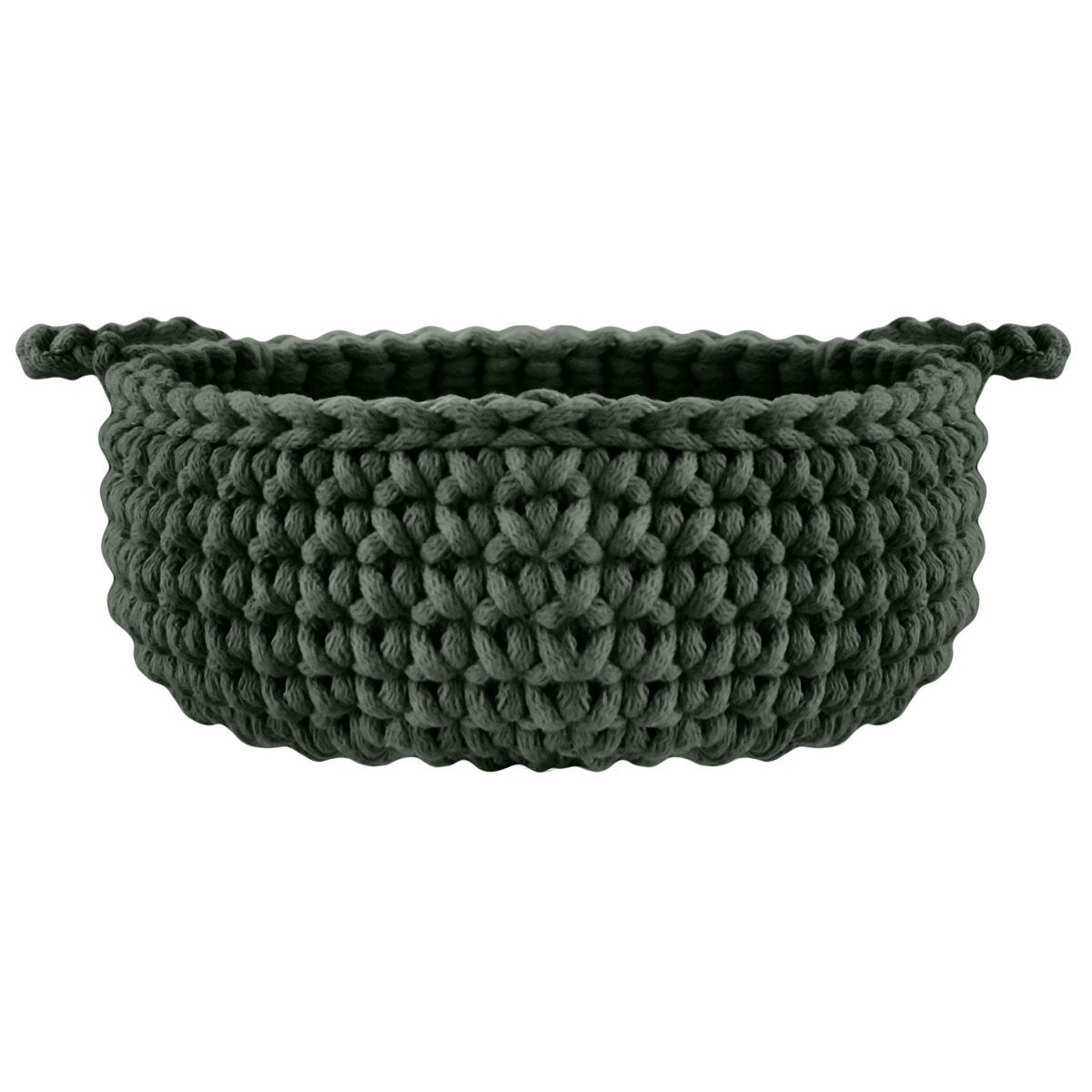 Crochet flat basket, Small | OLIVE GREEN - Zuri House