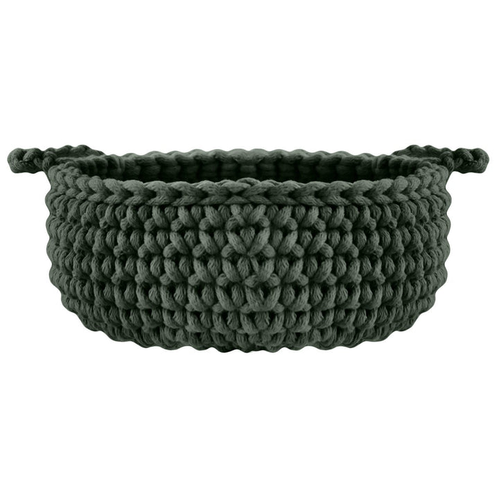 Crochet flat basket, Small | OLIVE GREEN - Zuri House