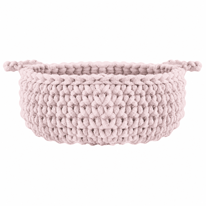 Crochet flat basket, Small | PALE PINK - Zuri House