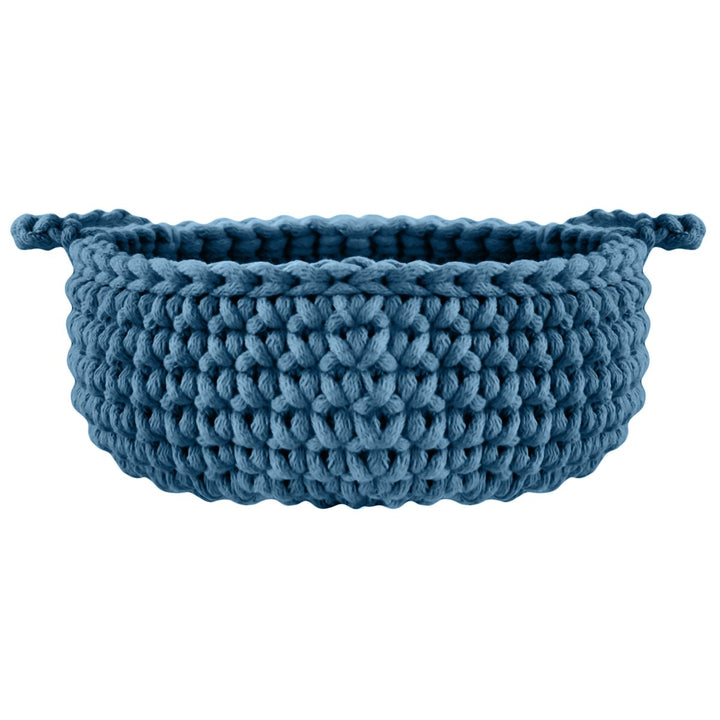 Crochet flat basket, Small | PETROL - Zuri House