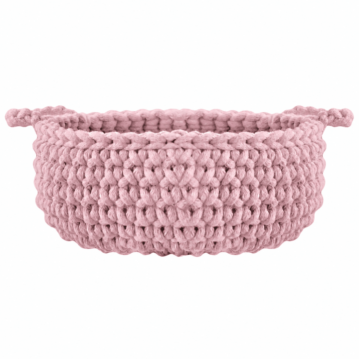 Crochet flat basket, Small | POWDER PINK - Zuri House