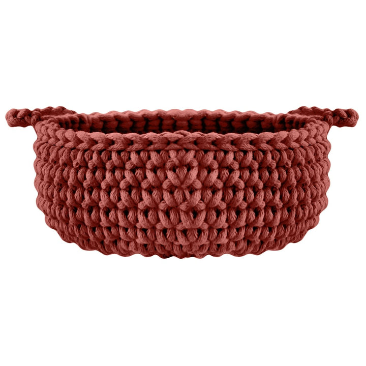 Crochet flat basket, Small | TERRACOTTA - Zuri House