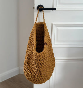 Crochet hanging bag, Large | MUSTARD - Zuri House