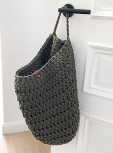 Crochet hanging bag, Large | OLIVE GREEN - Zuri House