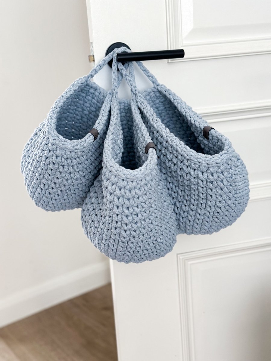 Crochet hanging bags | BABY BLUE - Zuri House