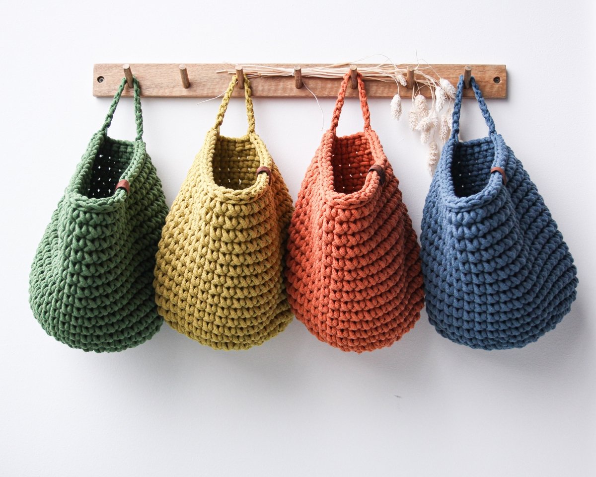 Crochet hanging bags | LIGHT DENIM - Zuri House