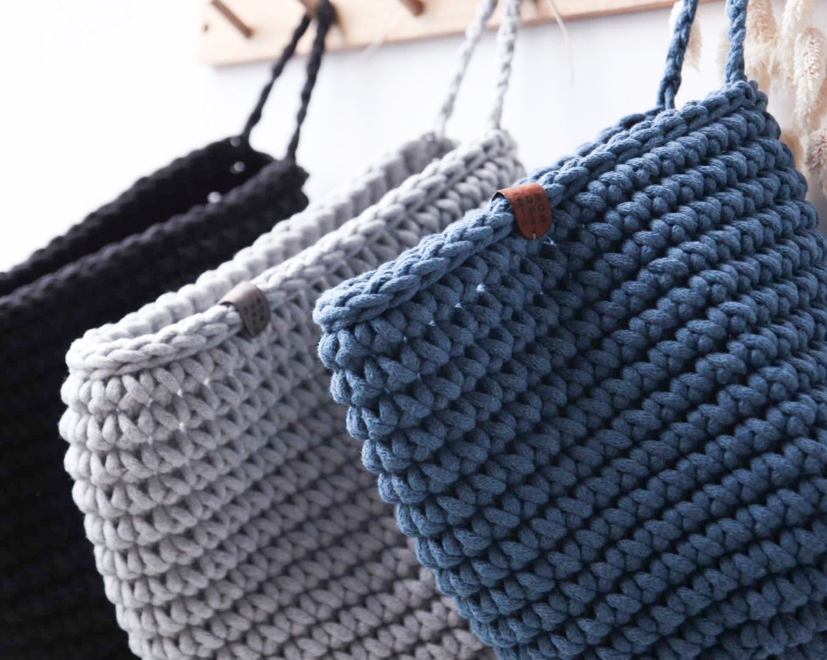 Crochet hanging bags | LIGHT DENIM - Zuri House