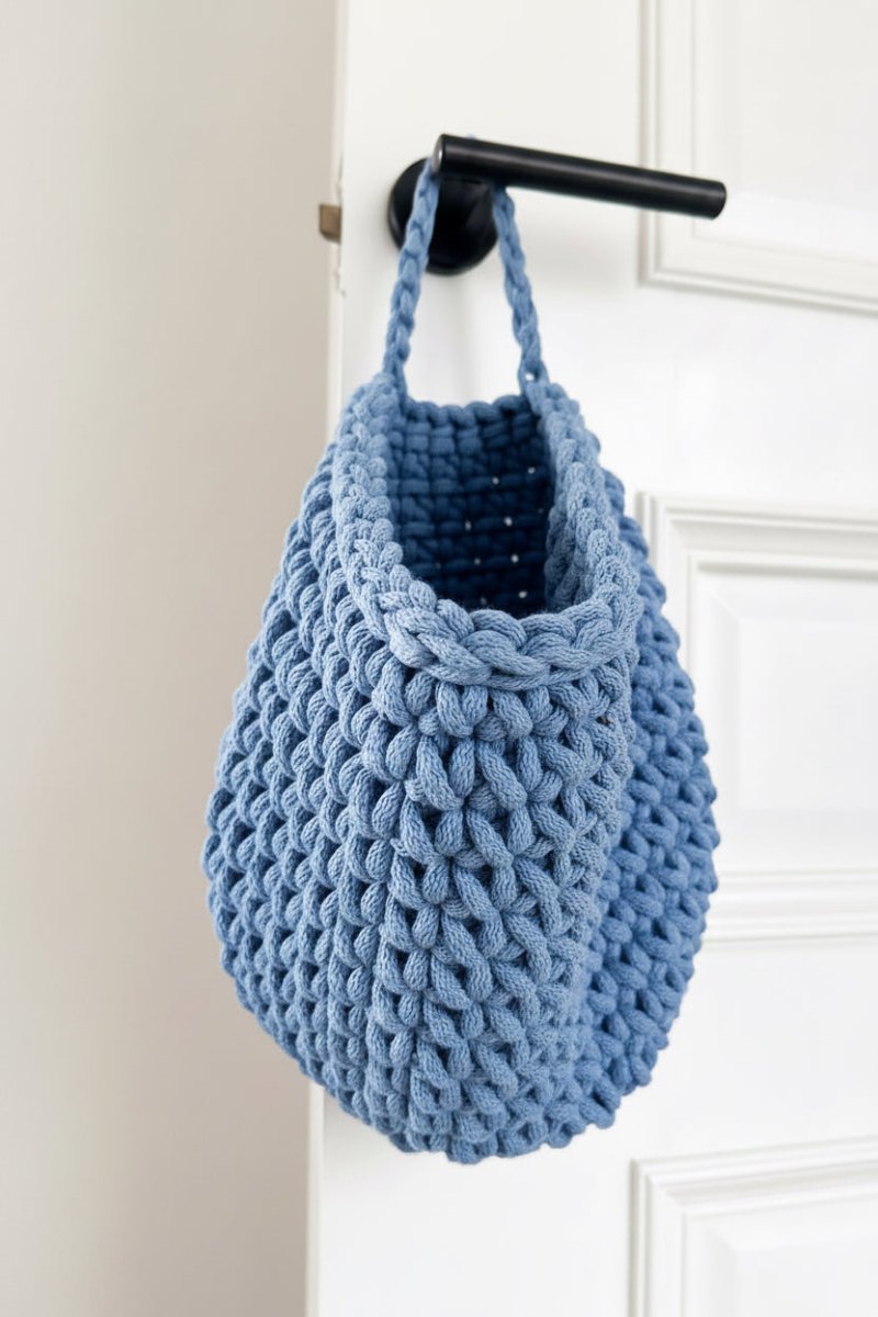 Crochet hanging bags | LIGHT DENIM - Zuri House