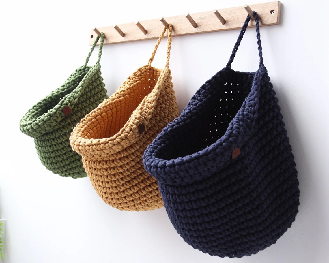 Crochet hanging bags | NAVY BLUE - Zuri House