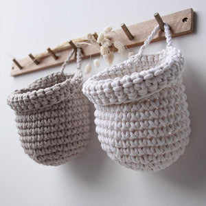 Crochet hanging bags | OATMEAL - Zuri House