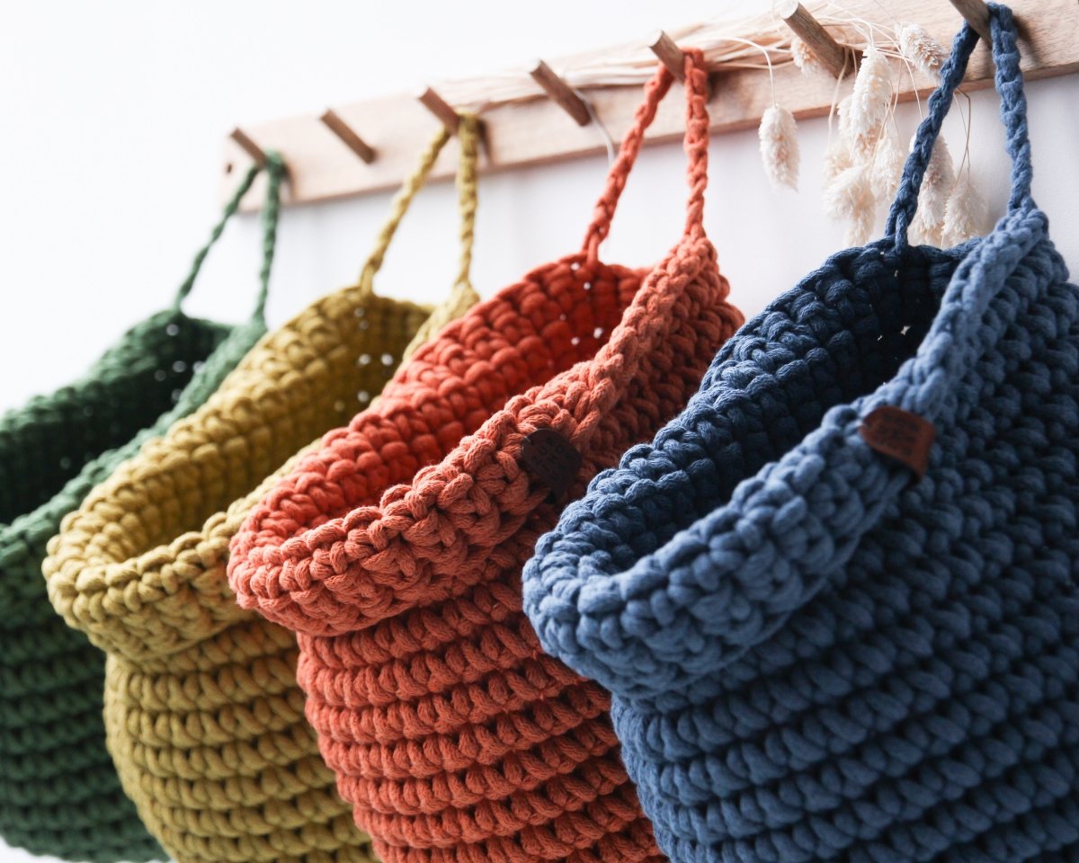 Crochet hanging bags | PETROL - Zuri House