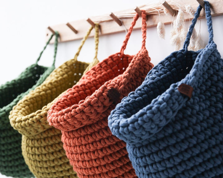 Crochet hanging bags | PETROL - Zuri House