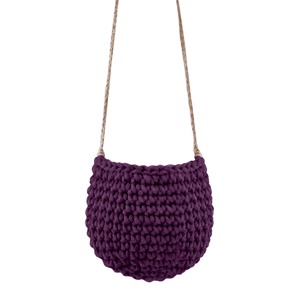Crochet hanging basket, Small | AUBERGINE - Zuri House